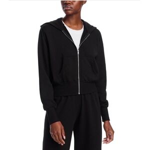 AQUA Athletic Cropped Black Zipper Hoodie Sweatshirt Size Medium